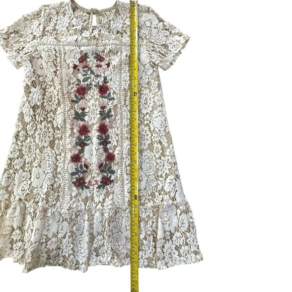 Mi Ami Ivory Lace Overlay Embroidered Floral Bridal Fairy Romantic Dress Size XS - Picture 12 of 16